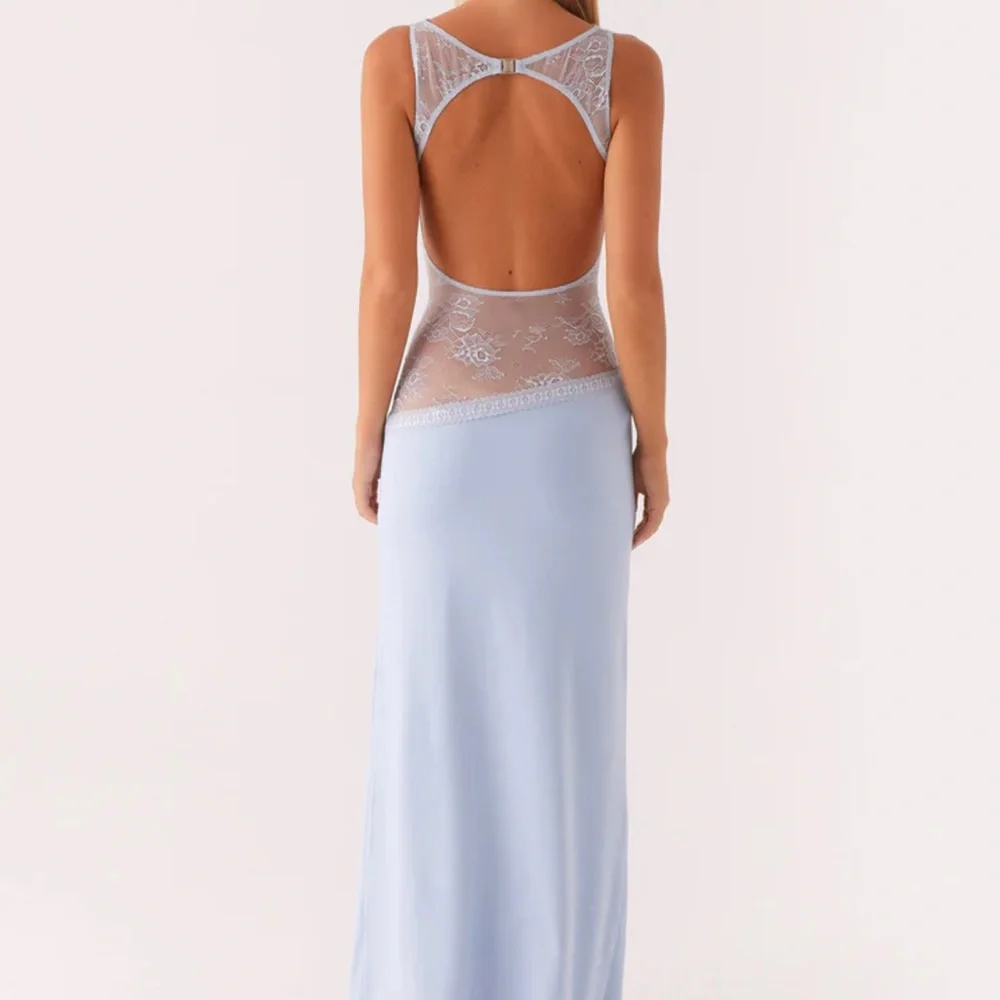 Peppermayo Light Blue Backless Dress with Lace Detail - Picture 2 of 3